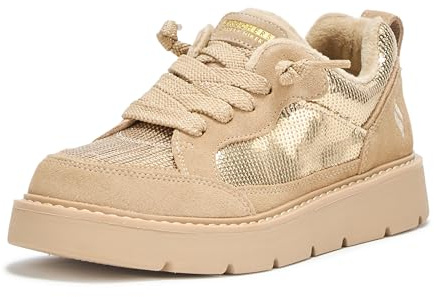 Skechers Women's Keepsakes Cozy - Street Hiker Glam, Classic lace up with Sequins, Gold, 10M