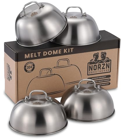 Norzn Brothers Campana Barbacoa (4 uds) – Campana Hamburguesa, Cúpula de Fusión, Campana para Queso, Tapa Acero Inoxidable 304, Certif. Contacto Alimentos, Garantía 10 Años