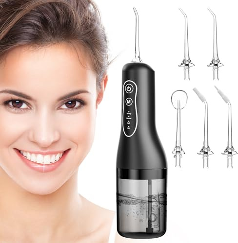 Water Flossers for Teeth Cordless, Professional Electric Water Tooth Flosser with 4 Modes & 5 Jet Tips, IPX7 Waterproof Portable Use Oral Irrigator for Travel Home