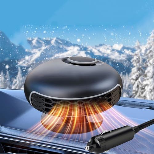 KQLHLHDYZ Car Heater, 12V 150W Portable Car Heater & Defroster, 2 in 1 Rapid Heating/Cooling Fan, 360° Rotation for Windshield Defogging with Cigarette Lighter Plug for Car, RV, SUV