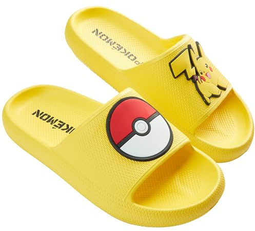 Get Trend Pokemon Pikachu | Ectoplasma | Ronflex Claquette Garcon, Été Chaussons Enfant et Ados, Sandales Plage, Piscine, Comfy Idee Cadeau