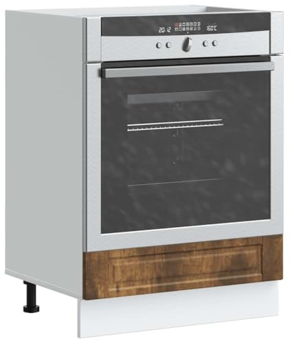 HengCaDa Porto Stove Cabinet Smoked Oak Wood Material Space Saving Kitchen Cabinet with Adjustable Feet for Microwave, Storage Space, Chest of Drawers, Sideboard, Buffet, Multi-Purpose Cabinet