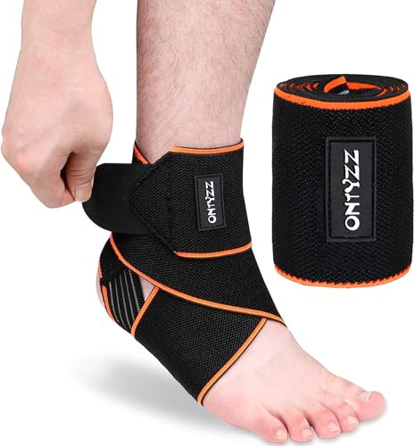 ONTYZZ Apoyo de Vendaje de Tobillo Alta Elasticidad Tobillera Deportes Proteccion de Tobillo con Tira de Gel de Sílice Respirable Soporte de Tobillo Negro-naranja