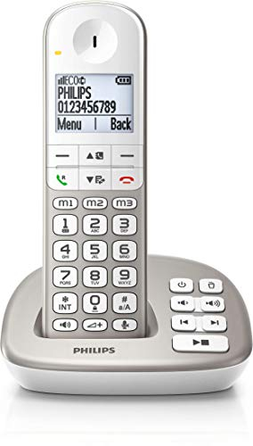 Philips XL4951S/38 Téléphone Fixe - sans Fil - 1 Combiné - avec Répondeur - Extras Pratiques comme Téléphone Senior - Personnes Âgées - Blanc