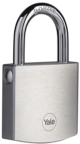 Yale Y120DB/50/127/1 - Cadenas de sécurité laiton chromé 50 mm, anse alliage de bore, 3 clés réversibles - Pour garage, portail, abris de jardin antivol