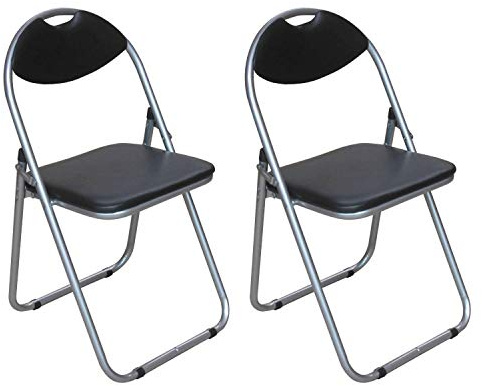 Taylor & Brown Pack of 2 Black Padded Folding Chair Back Rest Easy Store for Home, Dining, Office, Computer Desk Chairs, Seating Events - Size 44cm x 45cm x 78cm