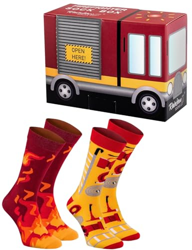 Rainbow Socks - Calcetines de bombero en el camión para él y para ella- 2 pares