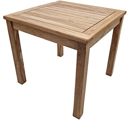 Spetebo Beistelltisch aus Teakholz in 50 cm - unbehandelt - Kleiner Gartentisch aus Massivholz - Tisch für Garten Terrasse Balkon Pflanzen Blumen Deko