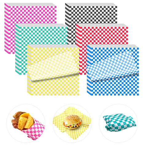 120 Sheets Variety Pack Checkered Dry Waxed Deli Paper Sheets 12x12 inch Paper Sandwich Paper Liners, Food Basket Liners Wax Paper Deli Wrap Wax Paper Sheets for Wrapping Bread and Sandwiches