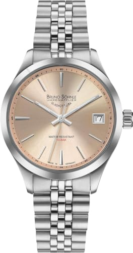 Bruno Söhnle – Turin II damklocka liten silver ros glasbas 34 mm 17-13226-542, klockor för kvinnor