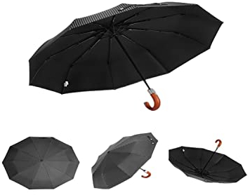 SERUMY Taschenschirm Neuer Männlicher Regenschirm 10K Windfestes Holzgriff Große Regenschirme Klassischer Business -Regenschirm-A