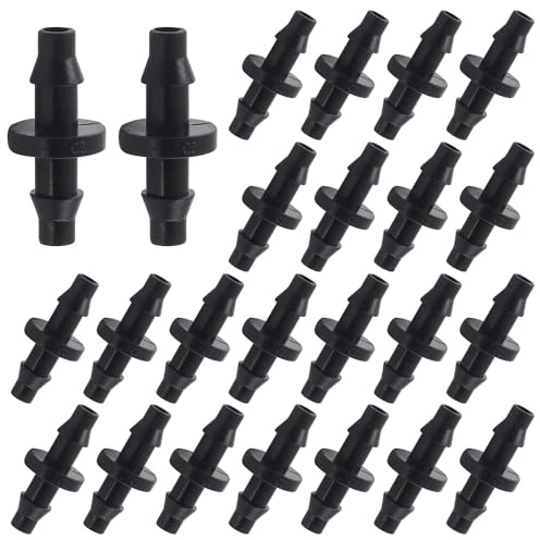 UCLEVER 200 PCS Conectores de Púas de Riego por Goteo Juntas Rectas para Conexiones de Mangueras de Sistema de Riego Automático de 1/4 Pulgada