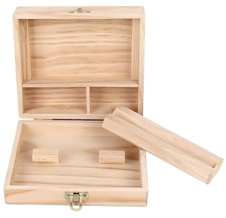 Stash Box, 4 Fack Stor Hållbar Röklåda i trä för örttillbehör