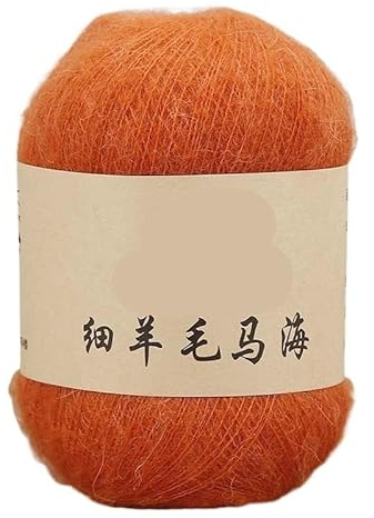 100 g italienische Mohair-Wolle, feiner Wollfaden, handgestrickt, DIY-Baby-Mohair-Häkelschal (Color : Dark Orange 162)