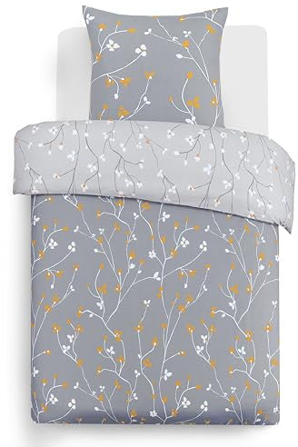 Vision Freya Juego de Ropa de Cama Reversible, Funda nórdica de 140 x 200 cm con 1 Funda de Almohada para Cama Individual, 100% algodón
