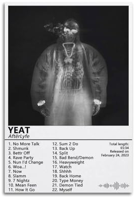 AYUBQ Yeat Posteralbum Cover Poster für Schlafzimmer, Wandkunstalbum, Musik, künstlerisch, 30 x 45 cm, ungerahmter Stil