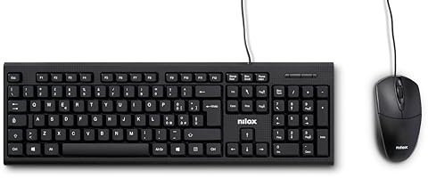 Nilox NXKMIT0011 - Kit de Teclado y ratón USB, Teclado con diseño Italiano, ratón con Sensor óptico de 1600 dpi, Compatible con Windows, Linux y Mac