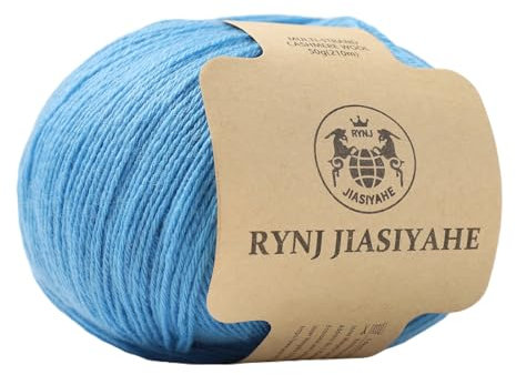 Wolle zum Häkeln, Mischgarn aus Kaschmir und Wolle, 50g Bunt 26Nm/4 ply Inner Mongolia Kaschmir, Häkelgarn für Häkeln Stricken und Handwerk, Gutes Gift für Stricker&Häkler (Blau,1 Stück)