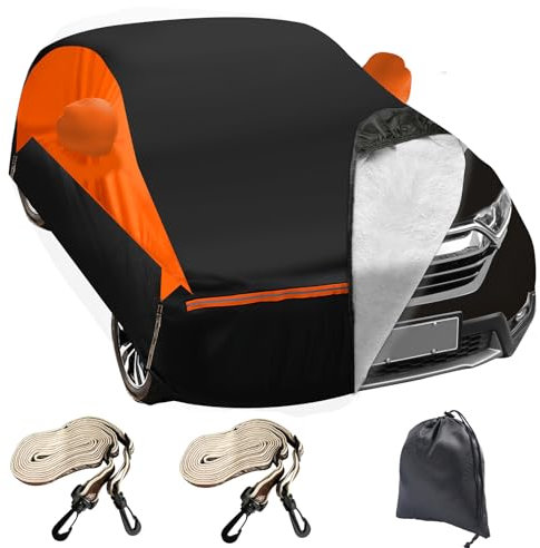 Housse de Voiture Intégrale Imperméable à 6 Couches avec Doublure en Coton et Fermeture éclair, Rrotection Contre Pluie, Neige, UV, Poussière, Respirante (pour berline Longueur 467-490 cm)