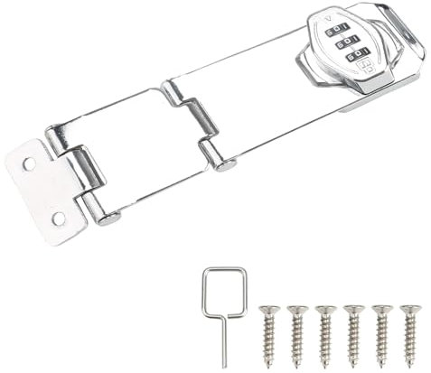 FOGAWA Cerradura de Combinación con Código Numérico de 4 Pulgadas Cerradura de Armario de 3 agujeros con código numérico para Taquillas, equipaje, Puerta (plata)