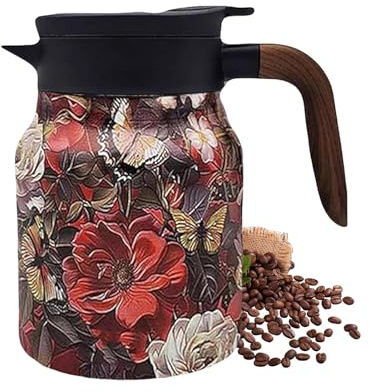 Fenytay Floral Pattern Tea Kettle, Tea Pot Built-in Infuser, Stainless Steel Insulated Teapot, Vintage Floral Coffee Pot - 1000ml Drip-Proof Tea Pot, Kitchen Tea Kettle with Tea Infuser for Home