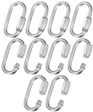 M METERXITY Quick Chain Link Connector 304 Stainless Steel D-Shape [Silver] | Locking Repair Chain Links for Swing/Camping/Hiking/Backpack, Twist Key Ring Screw Chain Link