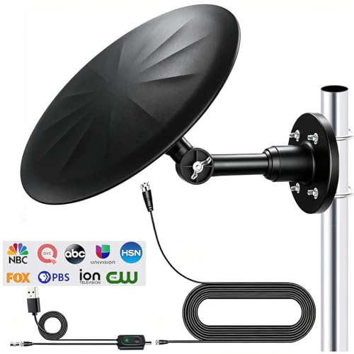 GZMJRD Omni Directional Outdoor TV Antenna for Local Channel Receive, Black