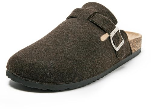 JOMIX Ciabatte Uomo Invernali Comode da Casa Pantofole Sabot con Suola Antiscivolo Zoccoli in Feltro con Fibbia Regolabile Scarpe Calde Slip-On da Inverno MCT255084 Marrone 42