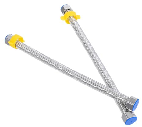 Holibanna 2pcs Water Hose Pipe Stainless Steel Braided Corrugated Pipe for Water Heater Laundry Machines