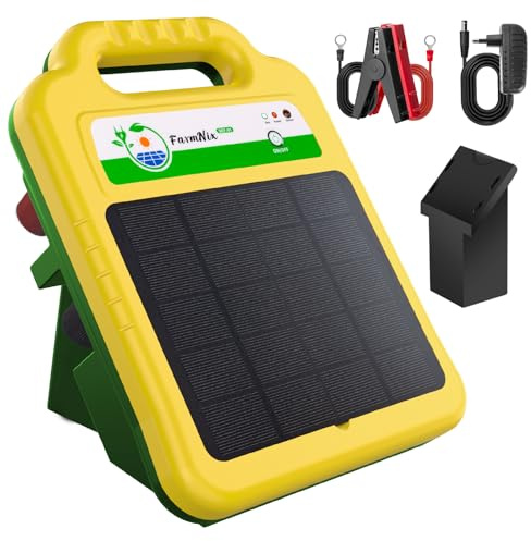 16 KM Aparato De Cerco Eléctrico Solar: Baja Impedancia, Tensión Pico 8 kV 0,2 J, Para Aves,Ganado,Jardines, Batería Litio 10,4 Ah, Impermeabilidad IP55
