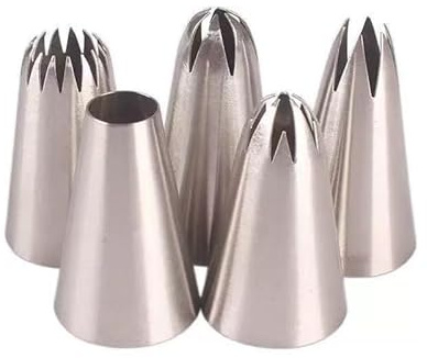 Spritsmunstycke for tårtdekoration, 5 delar spritsmunstyckesats i rostfritt stål, stora spetsar, for tårtdekoration, gör-det-själv-glasyrverktyg, grädde, cupcake, kakdekoration