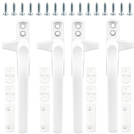 UPVC Window Handles 4PCS Aluminum White Universal Espag Left Right Handles Double Glazing Window Handles White Handle for UPVC Windows and Sliding Doors Hole Spacing 41/60mm Easy Installation