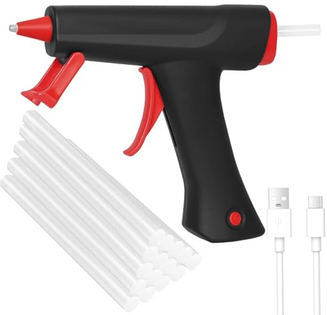 Pistola Silicona Caliente, Pistola de Silicona con 15 Psc Barra de Pegamento, 90s Calentamiento Rápido y Enchufe USB, Es Muy Adecuado para Manualidades DIY, Arte, Reparaciones, Decoración Del Festival