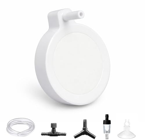 Aquarium Nano Air Stone 50 mm — Pierre à air silencieuse pour poissons, crevettes et plantes hydroponiques, nanomatériau fritté haute température, bulles fines à haute oxygénation, faible consommation