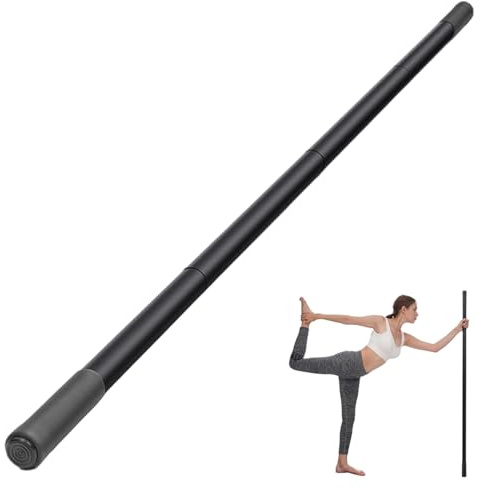 StaZamor Yoga Stick Sturdy Steel Stretching Stick with Non Slip Ends and Foam Handles for Mobility Flexibility Balance Fitness Posture Correction Exercise Pole