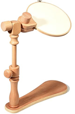 Cross Stitch Frame, Cross Stitch Accessories, Embroidery Stand, Embroidery Hoop Stand for Hands-Free Needlework, Cross Stitch Kits, Embroidery Frames and Stands, 16 CM Bamboo Frame, Double Rotation De