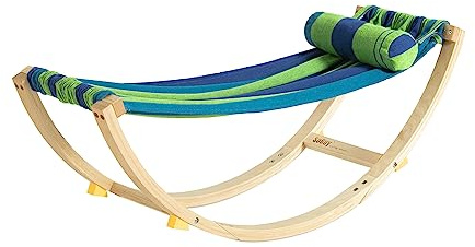 SoBuy Chaise a Bascule, Lit Enfant Bébé, Hamac Enfant, Chaise Longue à Bascule, Rocking-Chair, pour Chambre, Patio, Salon, Jardin, 124x36x45 cm, KMB16-J