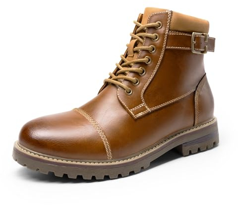Bruno Marc Botas de Militares Oxford Hombre Botines Moto de Cordones con Cremallera Lateral | Forro transpirable, cordones y cremallera lateral, suela TPR duradera, ideal para montar en motocicleta y uso diario
