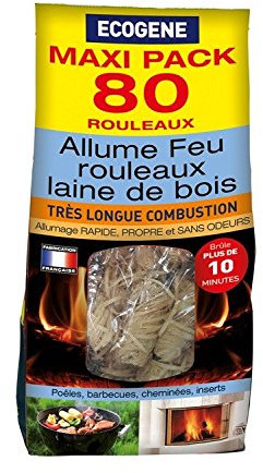 ECOGENE Allume-feu Rouleaux Laine de Bois x 80