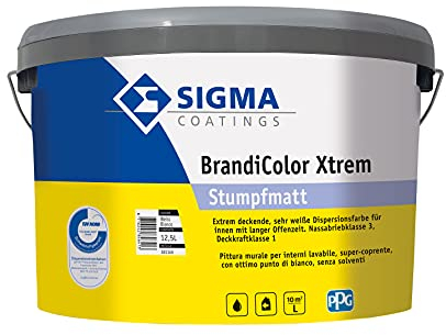 SIGMA Brandicolor Xtreme, 12,5L Innenwandfarbe, weiss, hochdeckend, stumpfmatt.