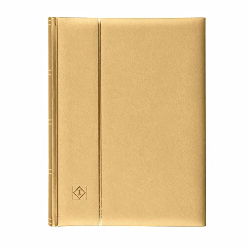 Leuchtturm 358058 Album per la Raccolta dei francobolli Comfort - DIN A4, 64 Pagine, Strisce di Vetro, Copertina Imbottita - Oro