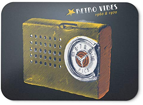 BLAK TEE Vintage Retro Radio Mouse Pad 18 x 22 cm in 3 Colours Black