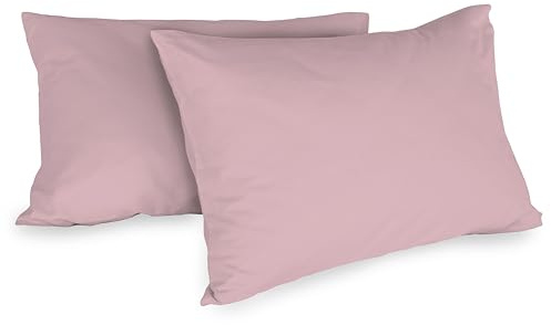 Zer0bed, Coppia Di Federe In Cotone 52x80 CM, Rosa, Set Di 2, Tinta Unita, 100 Percento Cotone, Cusino Letto, Chiusura A Busta