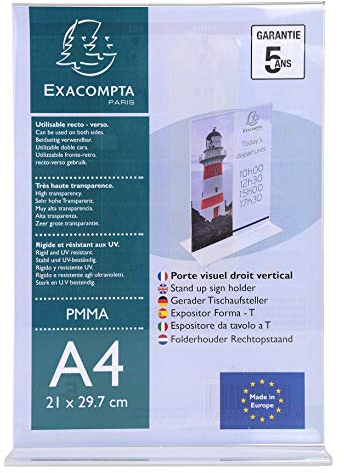 Exacompta - Réf. 73158D - 1 distributeur de prospectus sur table - 3 compartiments - Monobloc - Dimensions : Prof.11,2 x larg.11,5 x Haut.21,8 cm - Format à classer DL-10x21 cm - Cristal
