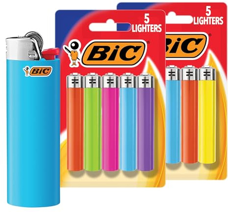 BIC Maxi Pocket Lighters, Dependable and Long-Lasting, Assorted Colors, 10-Pack (Colors May Vary)