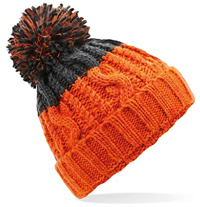 ASVP Shop Bonnet en tricot avec pompon pour homme et femme - Orange - Taille Unique