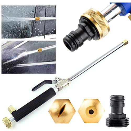 Buse à Eau Haute Pression Lance à Eau pour Pistolet avec 2 Buses de Nettoyage Buses de pulvérisation Raccord de Tuyau d'arrosage 46 cm Douche de Jardin Hydro Jet Power- Noir