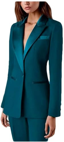 Traje de dos piezas Botong para mujer, traje de oficina ajustado, blazer y pantalones, Teal, XL
