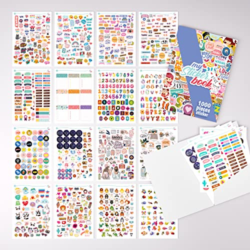 colortouch Sticker Set - 1000 Stück Aufkleber für Scrapbook, Bullet Journal & mehr - Aesthetic, Vintage & Travel Sticker Book für Kinder, Mädchen & Erwachsene