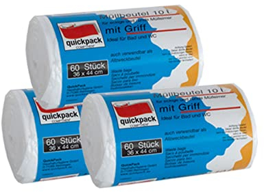 Müllbeutel Premiumline - Besonders reißfest und wasserdicht - Mit Trage-Griff/Henkel (10 Liter, 3er Pack)